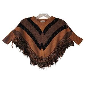 Bailey's Blossom's Girls Batwing Sweater Poncho Fringe